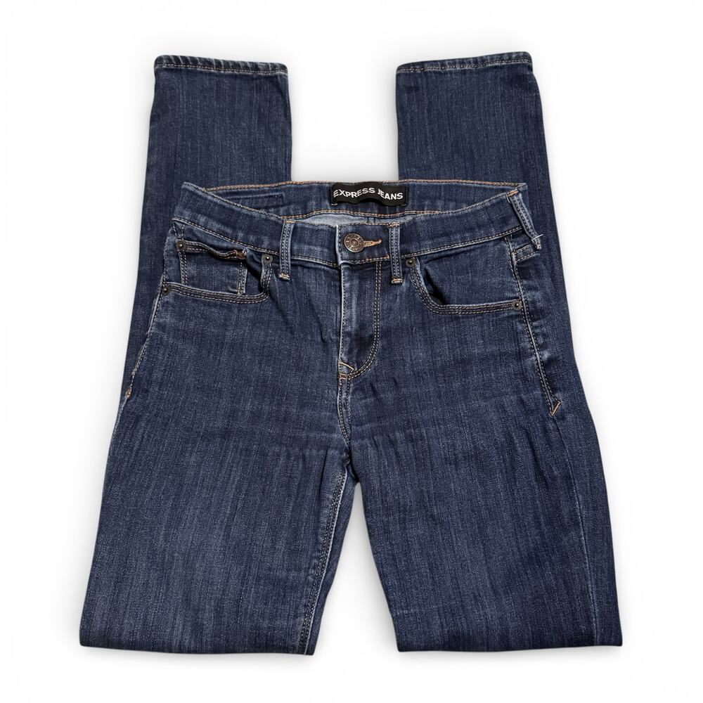 Express Jeans Blue Denim Skinny Mid Rise 0 0R Casual Zero Regular